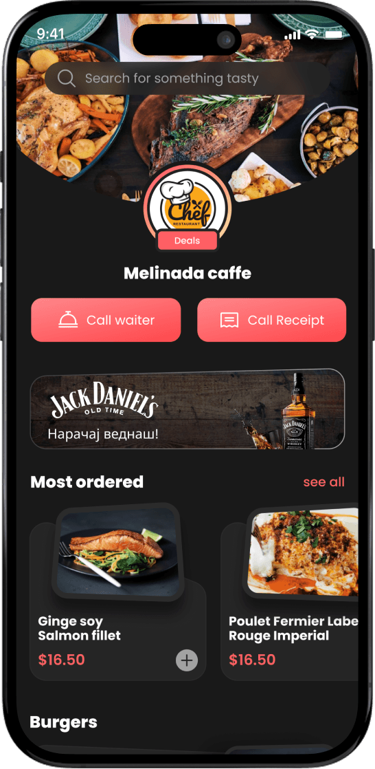 Feather demo restaurant menu on a phone